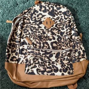 Leopard Print Backpack with Tan Accents
